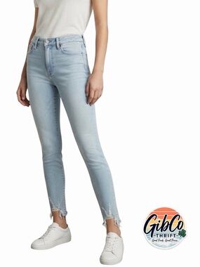 Just Black Denim | Size 31 | Mid-Rise Stretch Skinny Frayed Hem Jean Light Blue